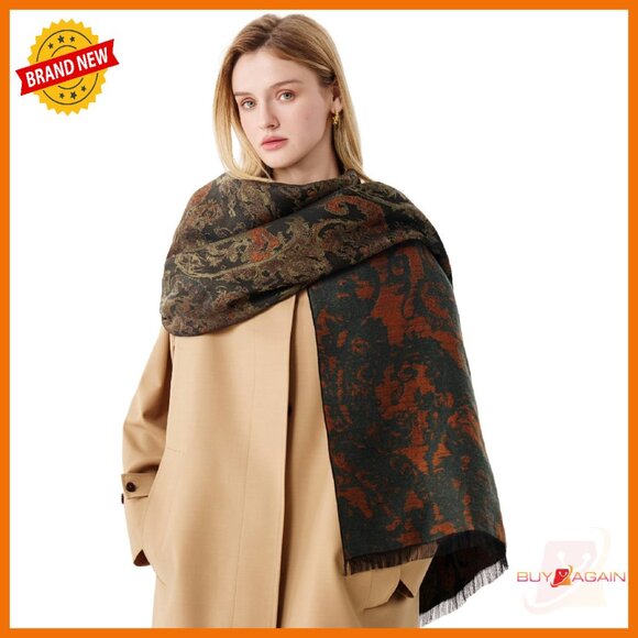 Accessories - Luxurious Reversible Jacquard Scarf Shawl Wrap 71"x18" Winter Warm